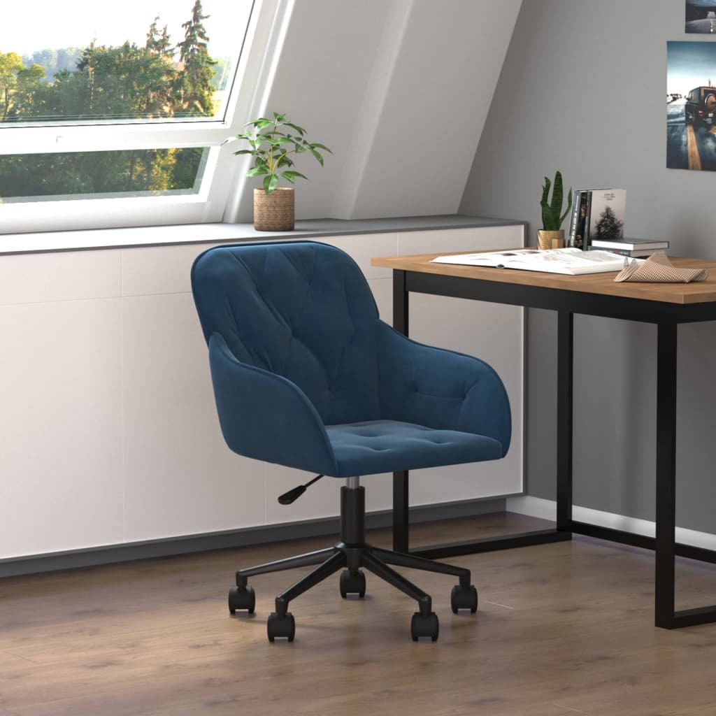 Chaise pivotante de bureau Bleu Velours - Xios Store SNC