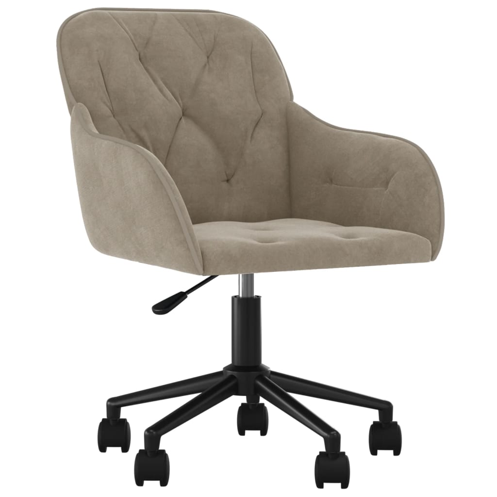 Chaise pivotante de bureau Gris clair Velours Chaises de bureau vidaXL   