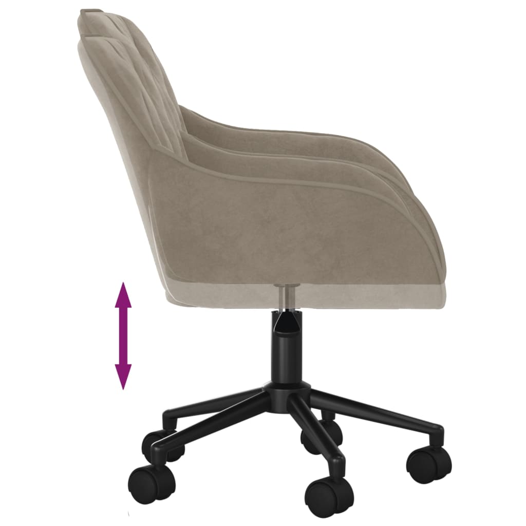 Chaise pivotante de bureau Gris clair Velours Chaises de bureau vidaXL   