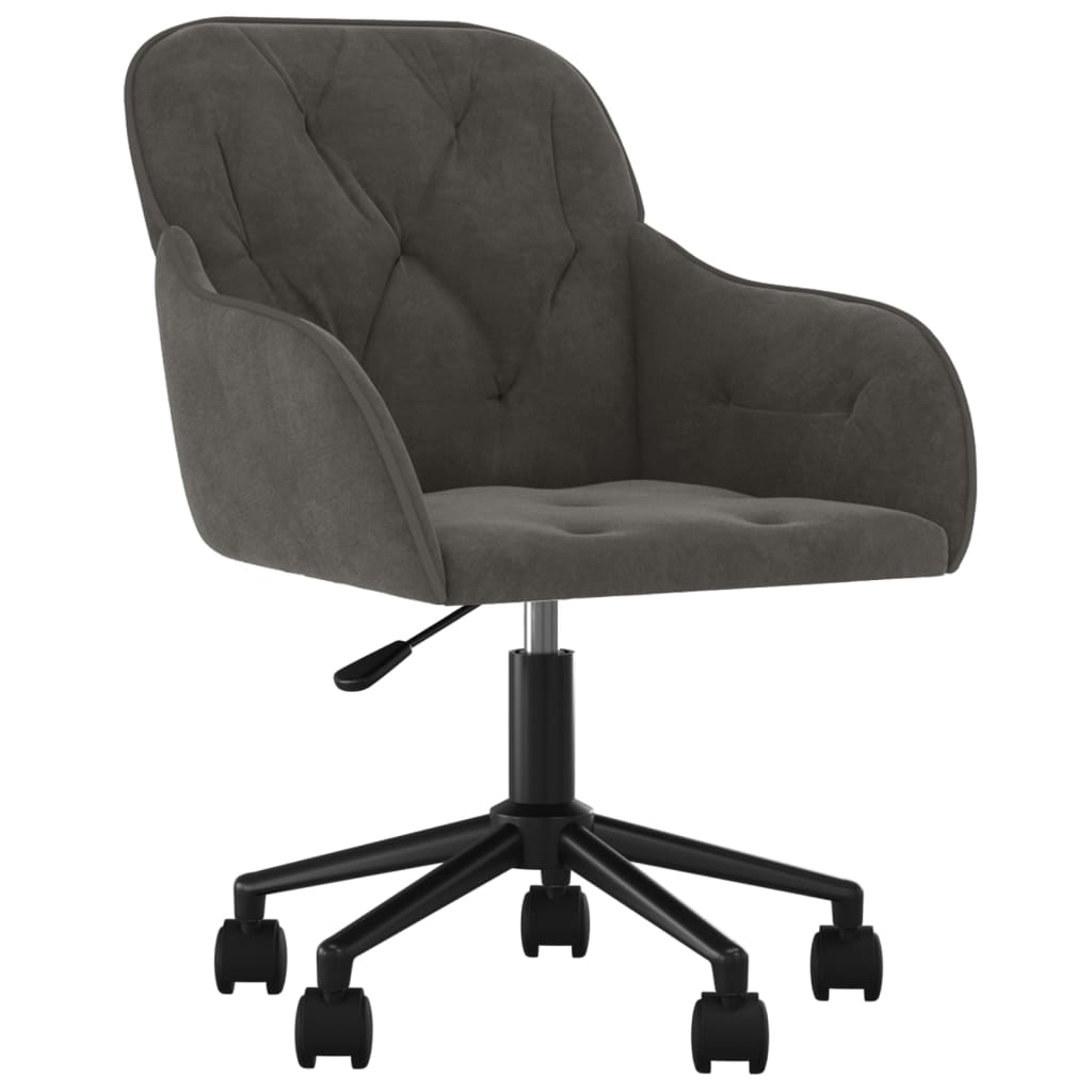 Chaise pivotante de bureau Gris foncé Velours Chaises de bureau vidaXL   