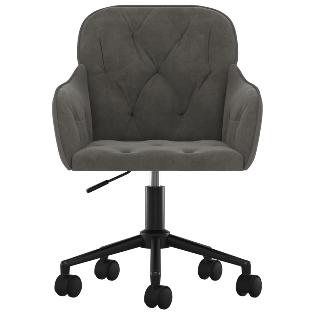 Chaise pivotante de bureau Gris foncé Velours Chaises de bureau vidaXL   