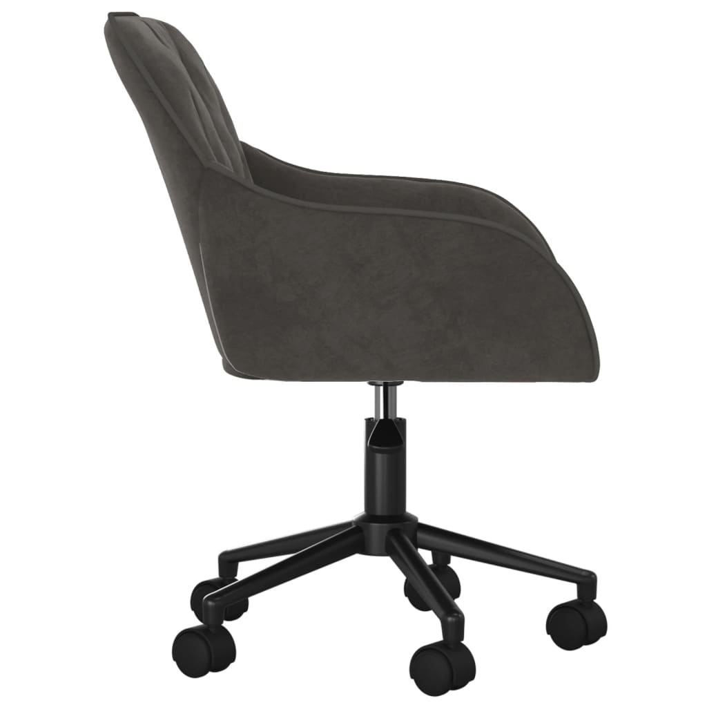 Chaise pivotante de bureau Gris foncé Velours Chaises de bureau vidaXL   