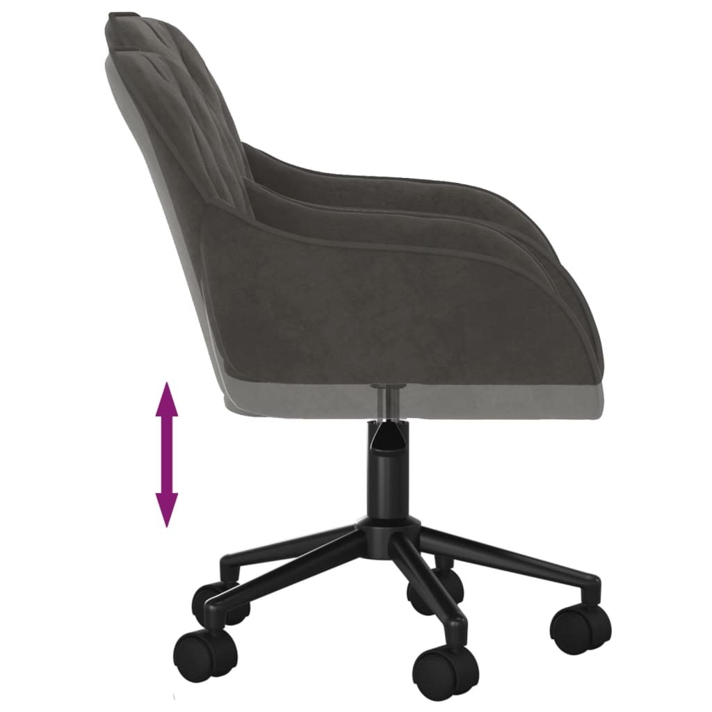 Chaise pivotante de bureau Gris foncé Velours Chaises de bureau vidaXL   