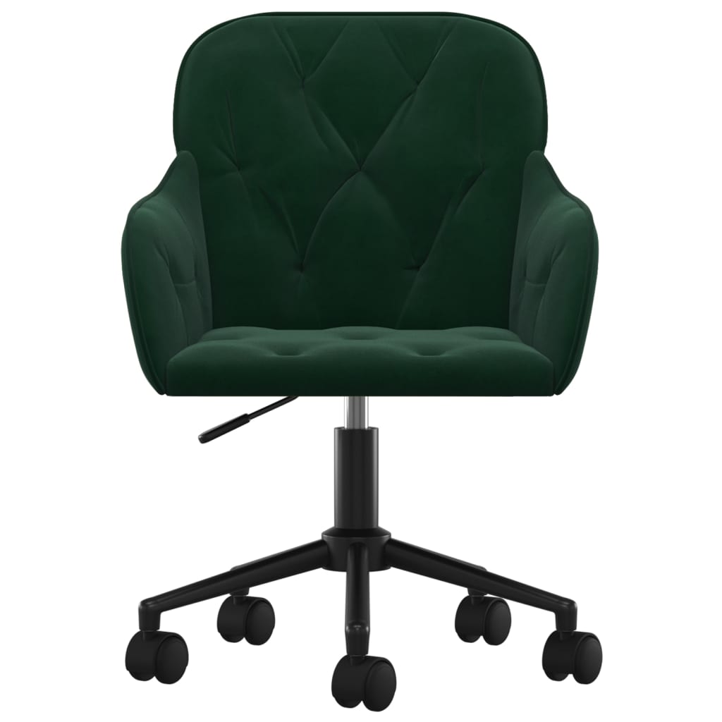 Chaise pivotante de bureau Vert foncé Velours Chaises de bureau vidaXL   