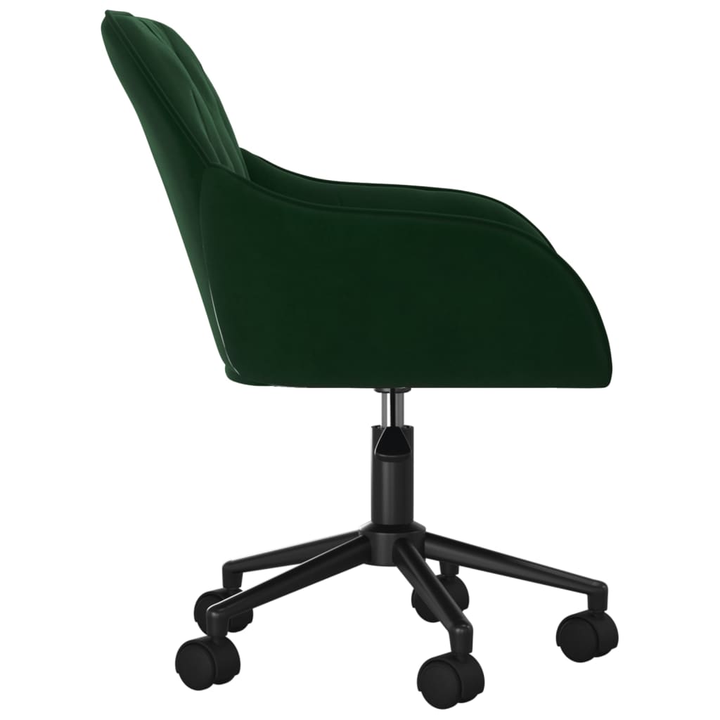 Chaise pivotante de bureau Vert foncé Velours Chaises de bureau vidaXL   