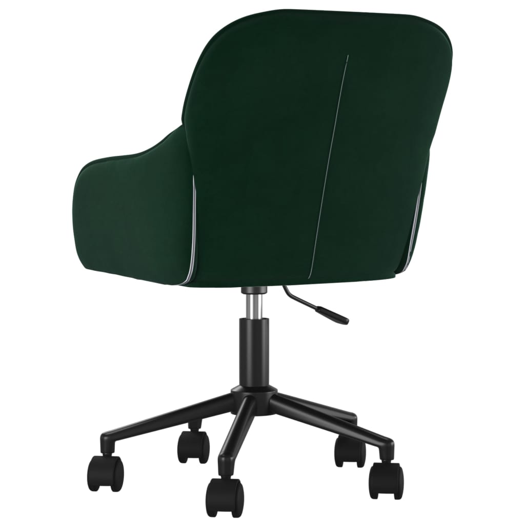 Chaise pivotante de bureau Vert foncé Velours Chaises de bureau vidaXL   