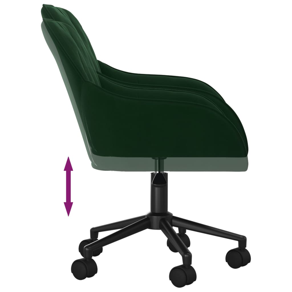 Chaise pivotante de bureau Vert foncé Velours Chaises de bureau vidaXL   