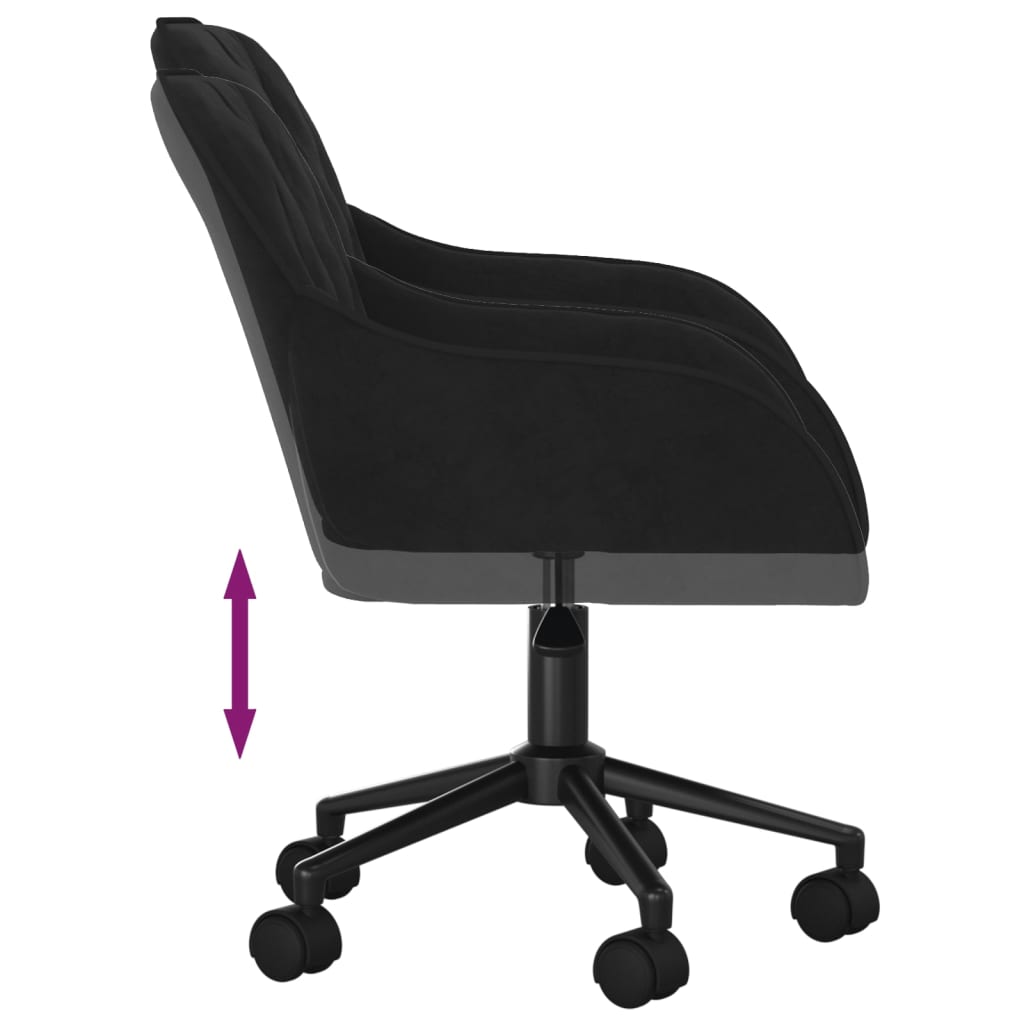 Chaise pivotante de bureau Noir Velours Chaises de bureau vidaXL   