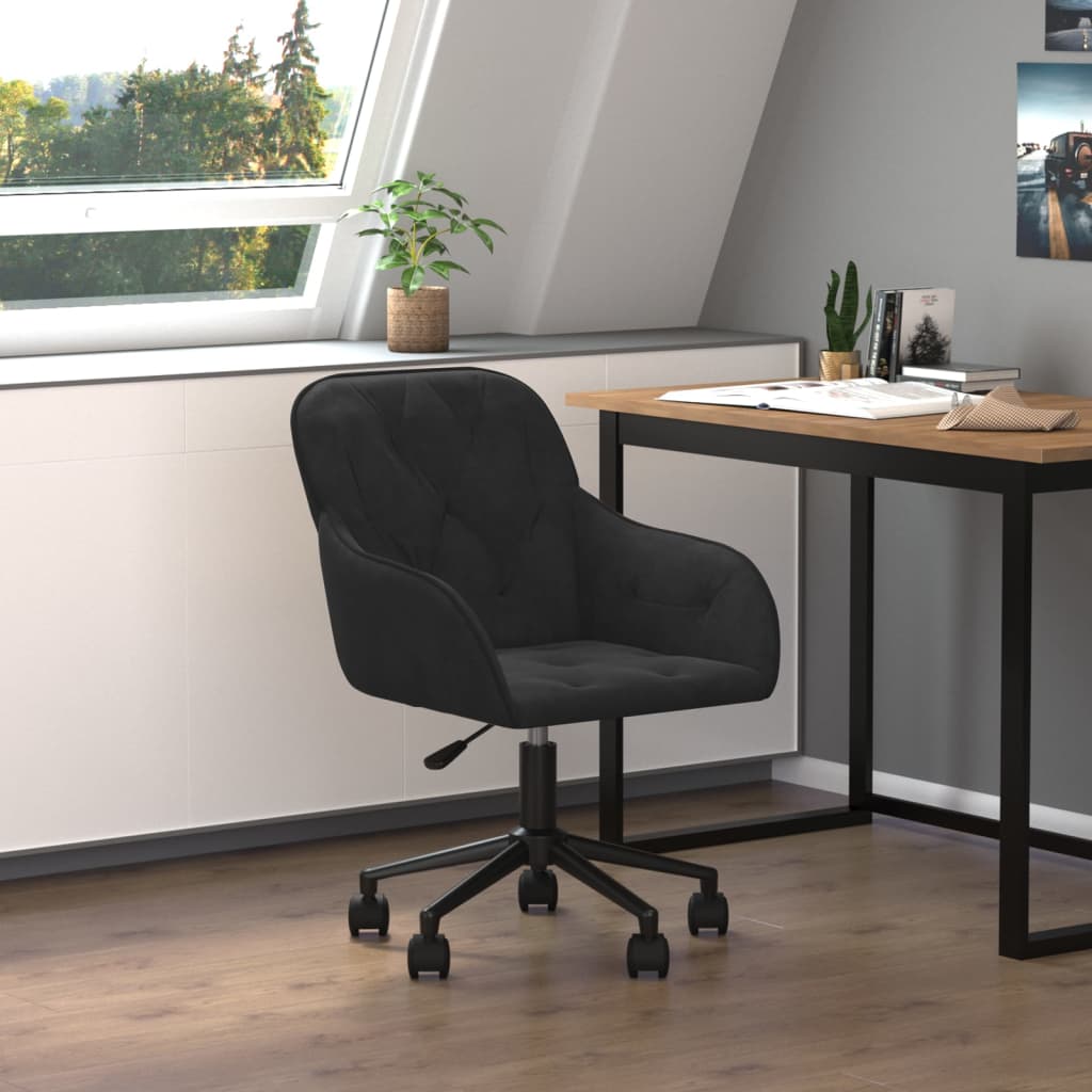 Chaise pivotante de bureau Noir Velours Chaises de bureau vidaXL   