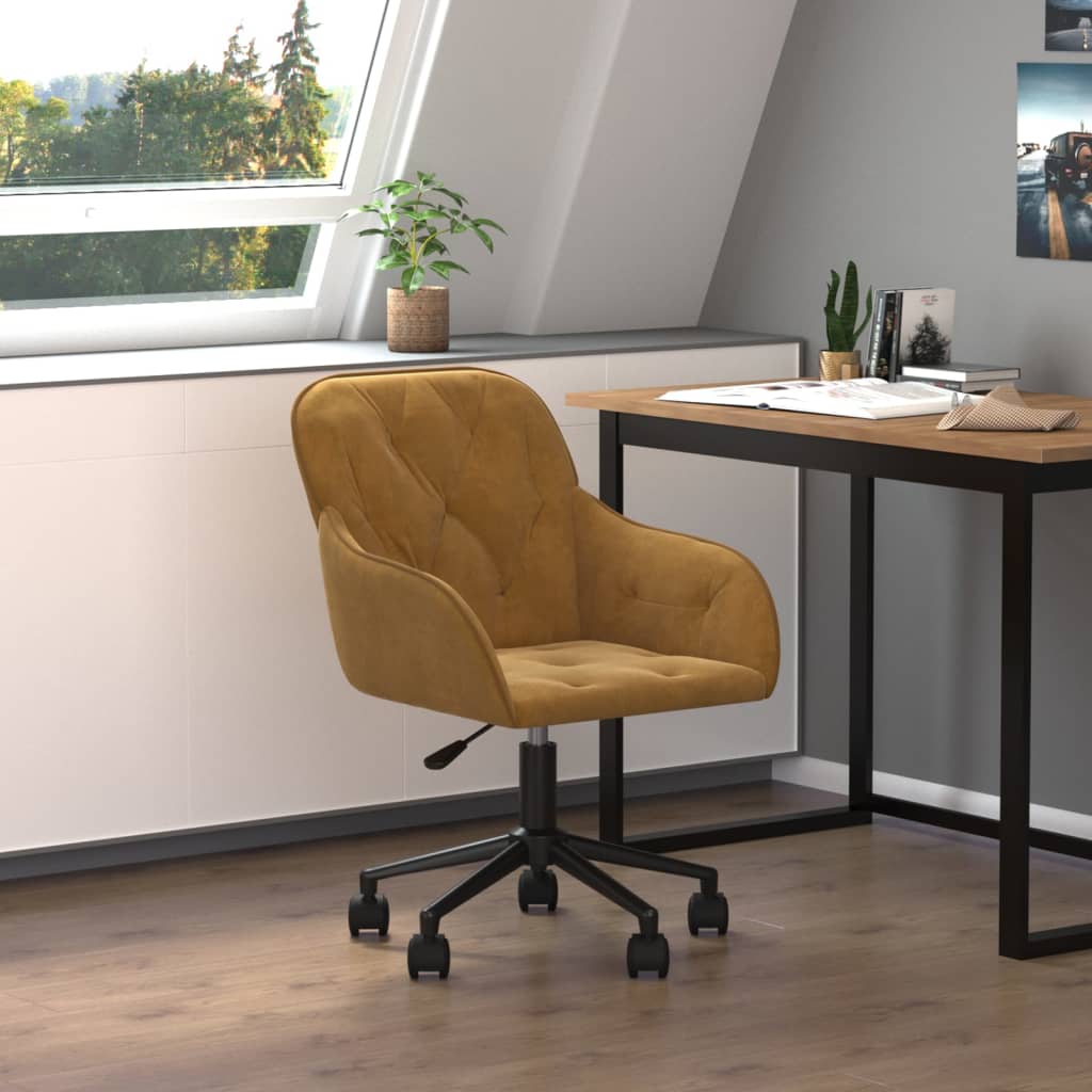 Chaise pivotante de bureau Marron Velours Chaises de bureau vidaXL   