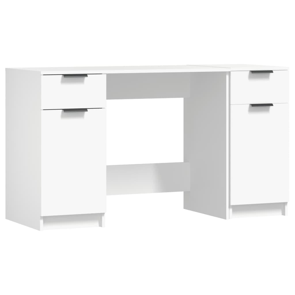 Bureau avec armoire latérale Blanc Bois d'ingénierie Bureaux vidaXL   