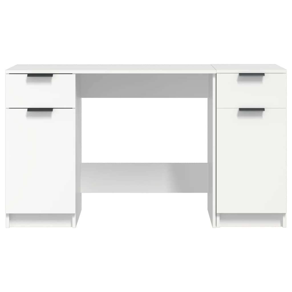 Bureau avec armoire latérale Blanc Bois d'ingénierie Bureaux vidaXL   