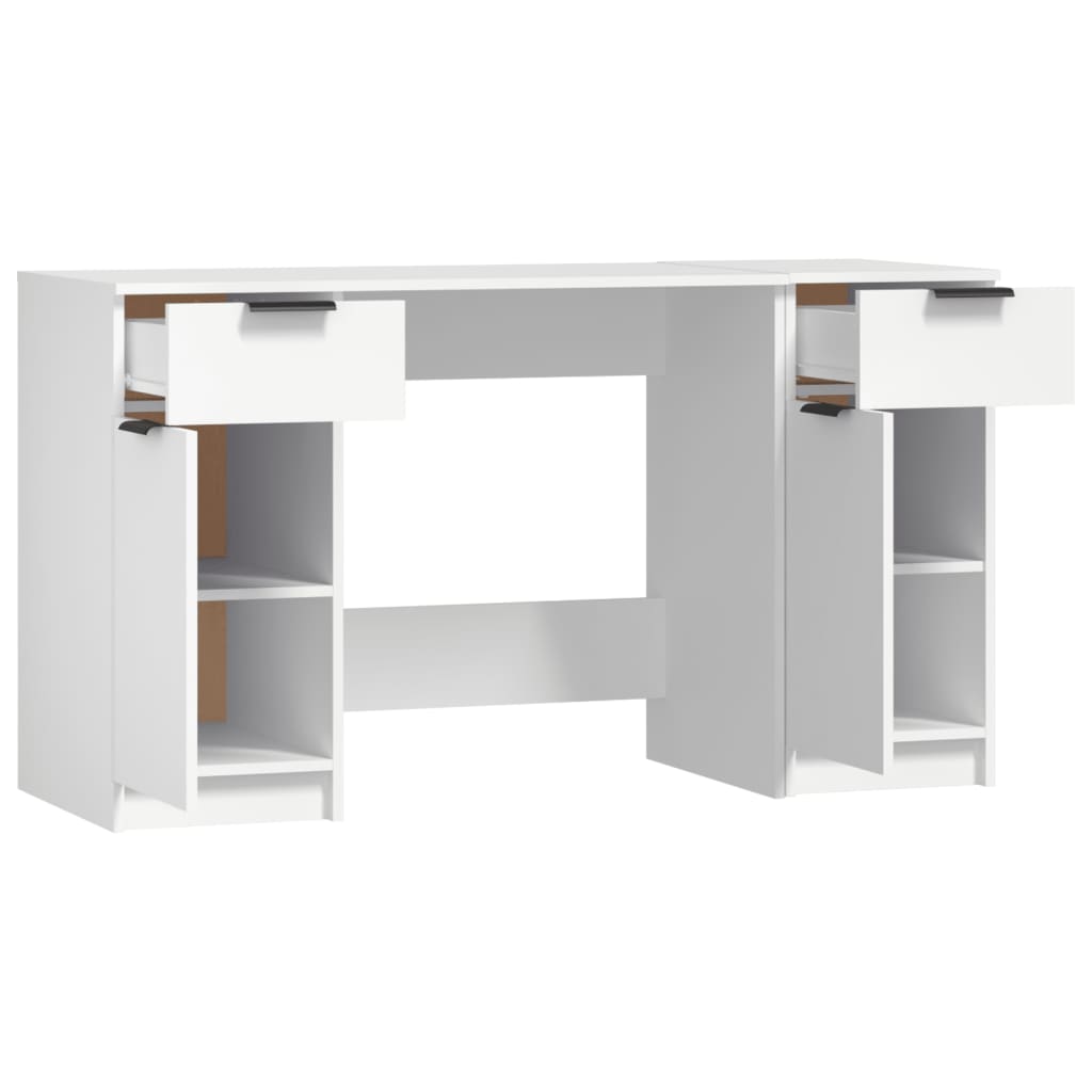 Bureau avec armoire latérale Blanc Bois d'ingénierie Bureaux vidaXL   