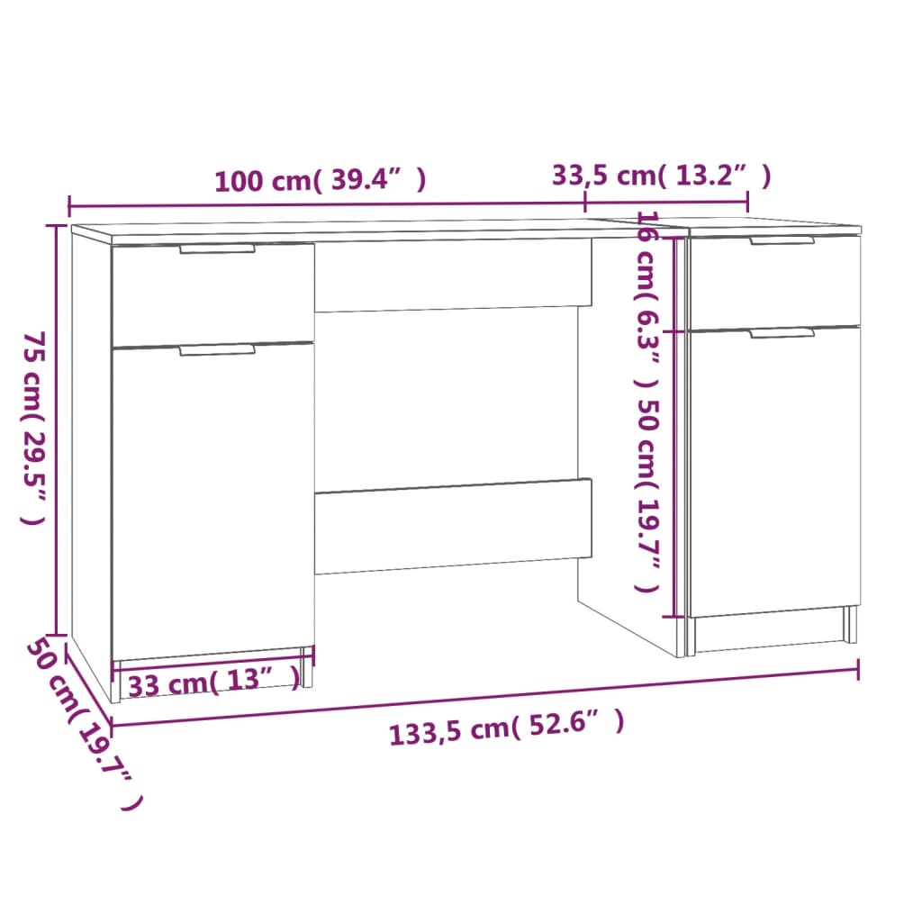 Bureau avec armoire latérale Blanc Bois d'ingénierie Bureaux vidaXL   