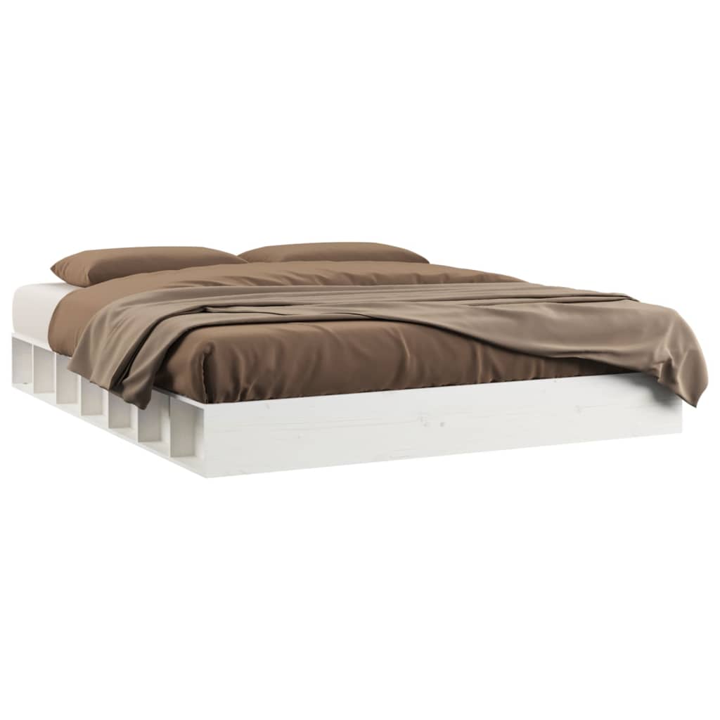 Cadre de lit Blanc 200x200 cm Bois massif Lits & cadres de lit vidaXL   