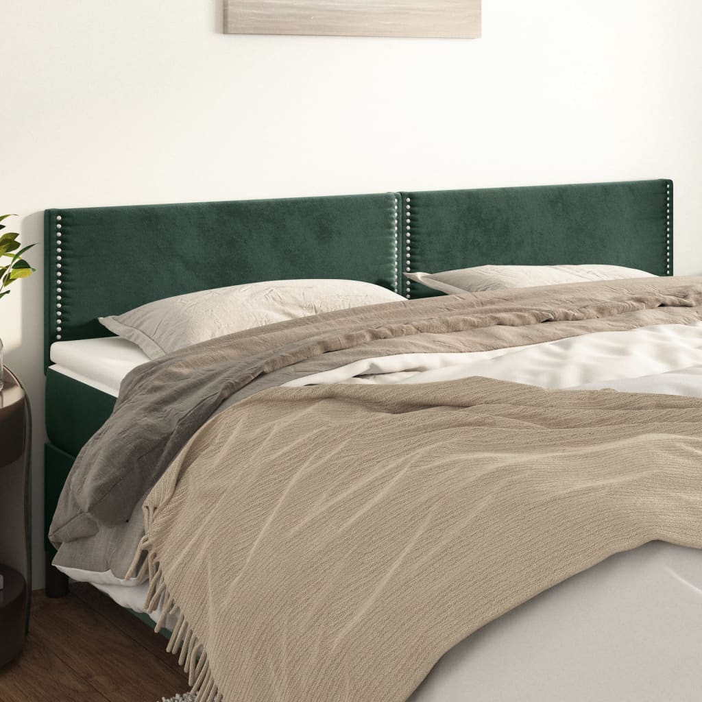 Têtes de lit 2 pcs Vert foncé 80x5x78/88 cm Velours Têtes et pieds de lit vidaXL   