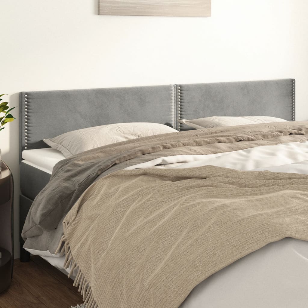 Têtes de lit 2 pcs Gris clair 100x5x78/88 cm Velours Têtes et pieds de lit vidaXL   