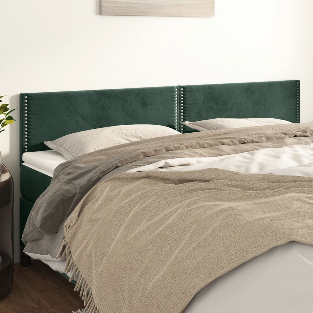 Têtes de lit 2 pcs Vert foncé 100x5x78/88 cm Velours Têtes et pieds de lit vidaXL   