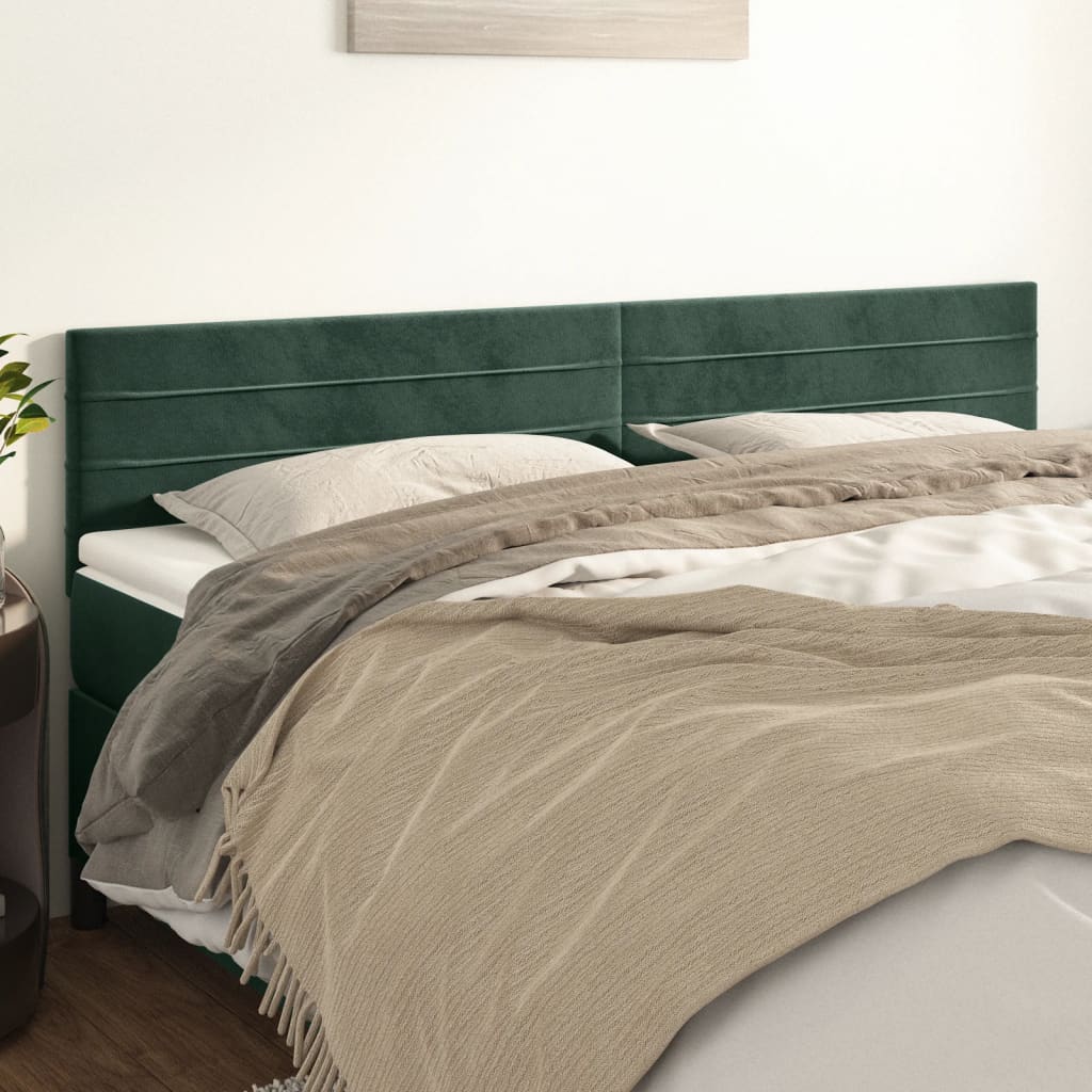 Têtes de lit 2 pcs Vert foncé 80x5x78/88 cm Velours Têtes et pieds de lit vidaXL   