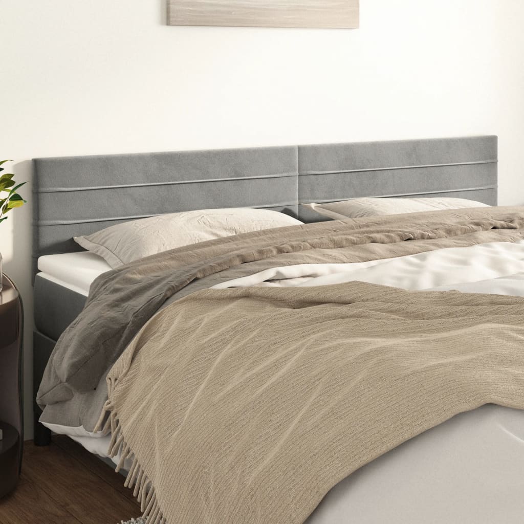 Têtes de lit 2 pcs Gris clair 100x5x78/88 cm Velours Têtes et pieds de lit vidaXL   