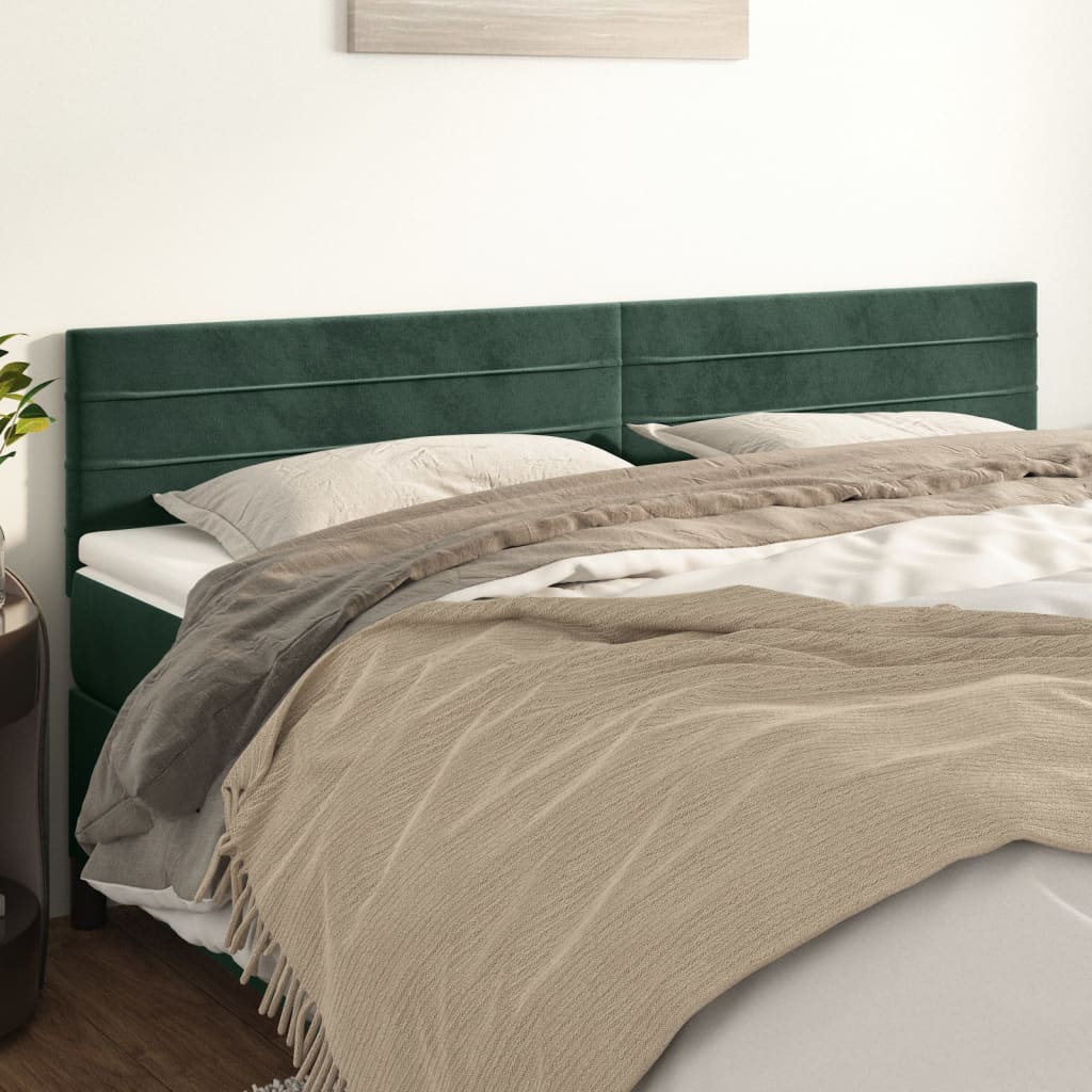 Têtes de lit 2 pcs Vert foncé 100x5x78/88 cm Velours Têtes et pieds de lit vidaXL   