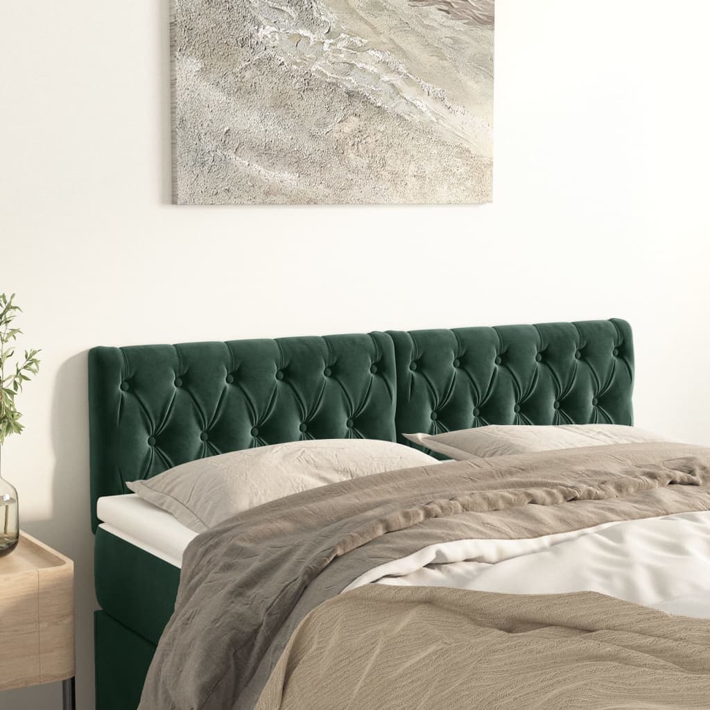 Têtes de lit 2 pcs Vert foncé 72x7x78/88 cm Velours Têtes et pieds de lit vidaXL   