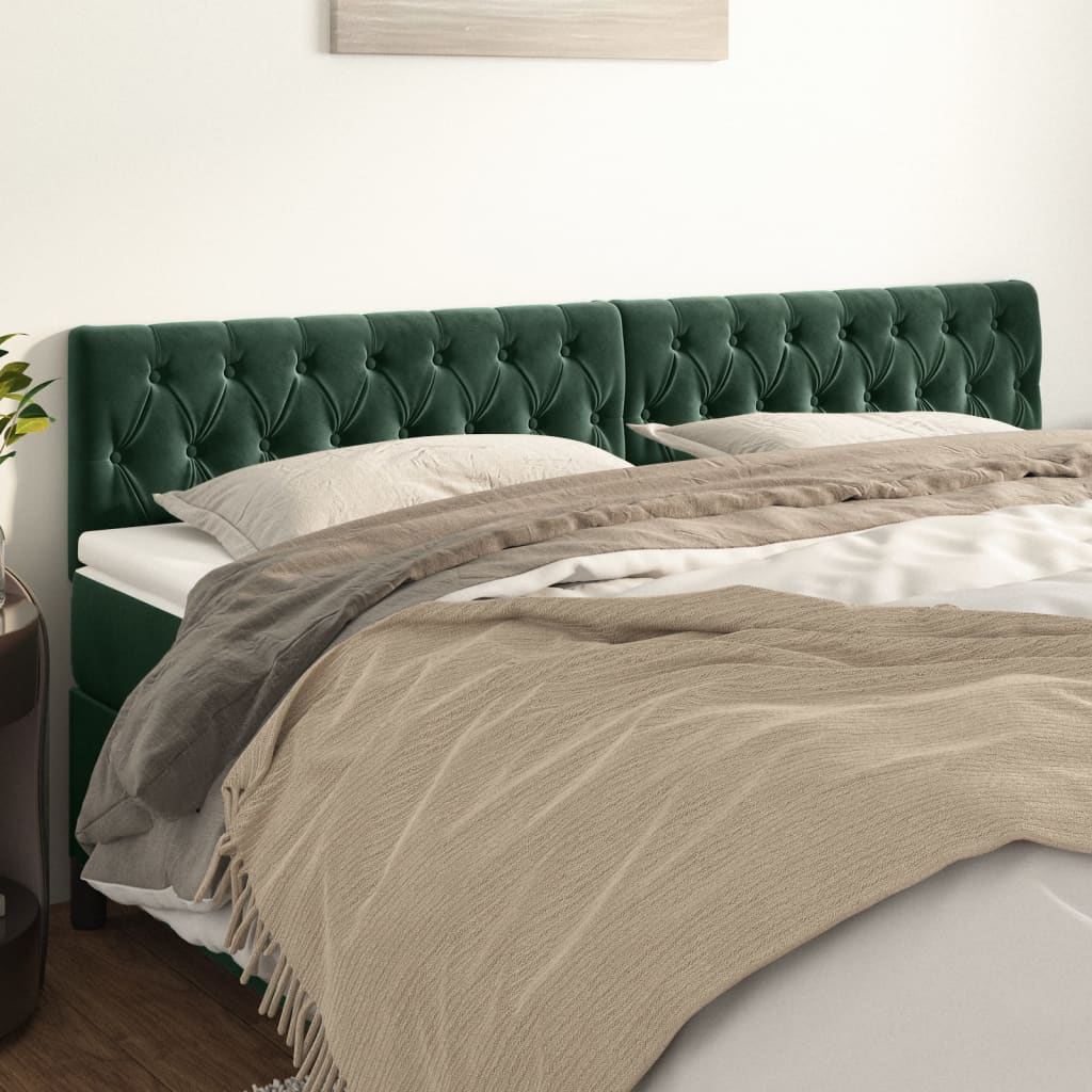 Têtes de lit 2 pcs Vert foncé 90x7x78/88 cm Velours Têtes et pieds de lit vidaXL   