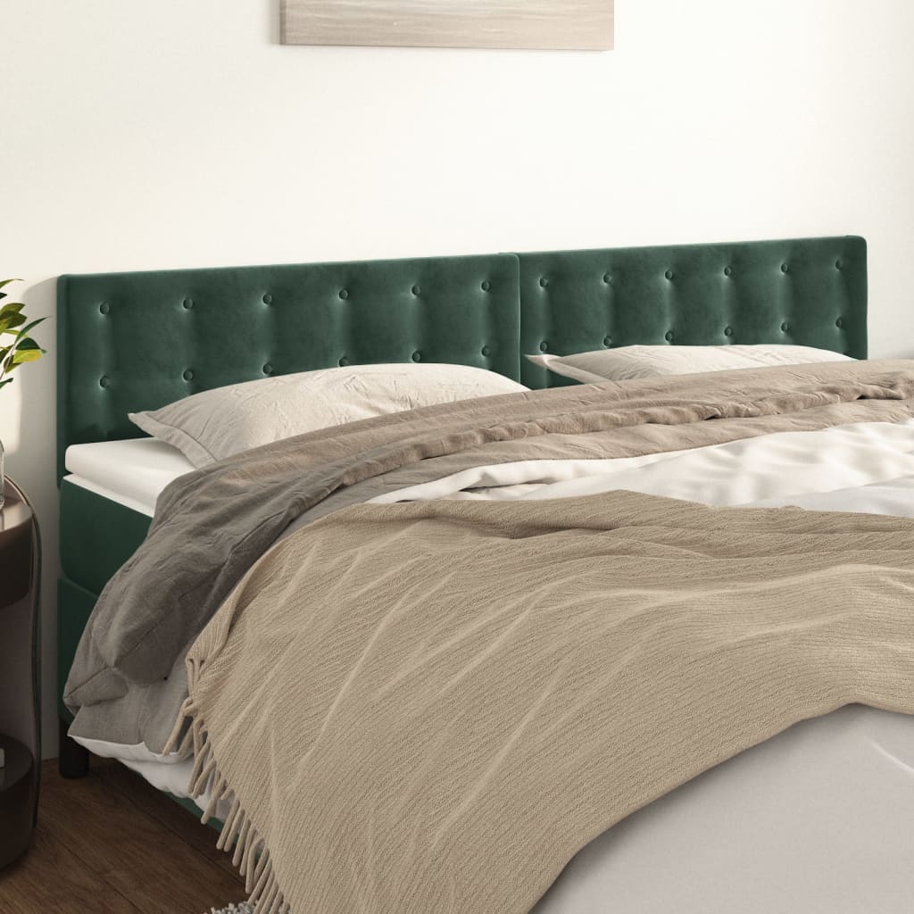 Têtes de lit 2 pcs Vert foncé 90x5x78/88 cm Velours Têtes et pieds de lit vidaXL   