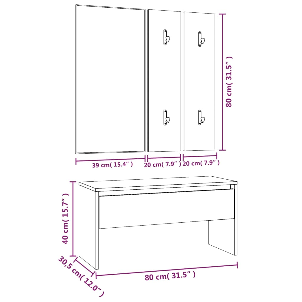 Ensemble de meubles de couloir Chêne marron Bois d'ingénierie Armoires vidaXL