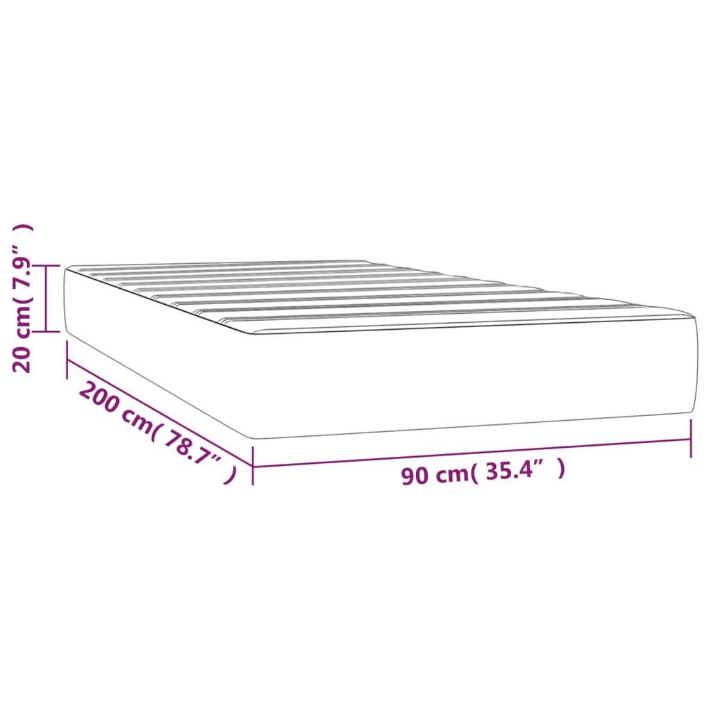 Matelas de lit à ressorts ensachés Taupe 90x200x20 cm Tissu Matelas vidaXL