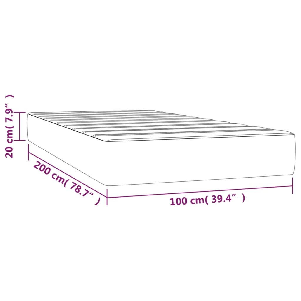 Matelas de lit à ressorts ensachés Gris foncé 100x200x20 cm Matelas vidaXL   