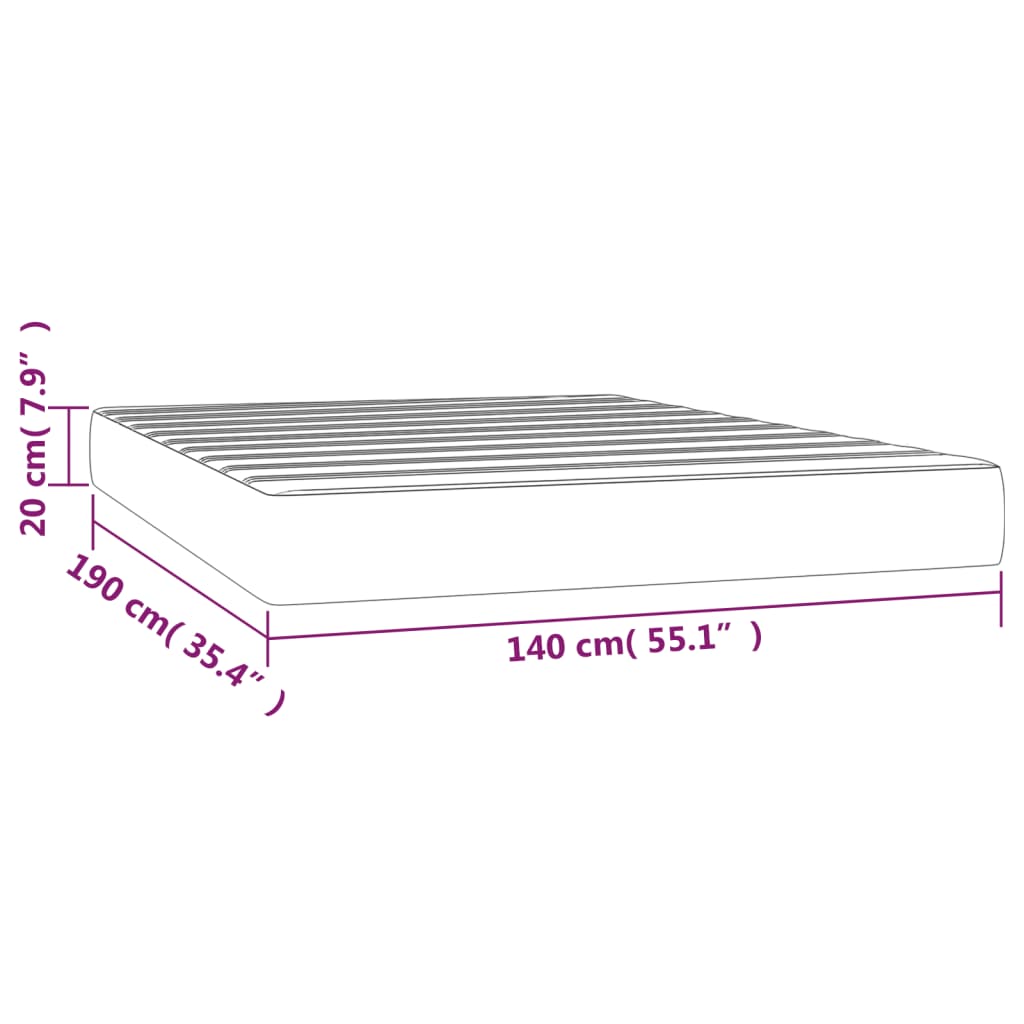 Matelas de lit à ressorts ensachés Gris 140x190x20cm Similicuir Matelas vidaXL