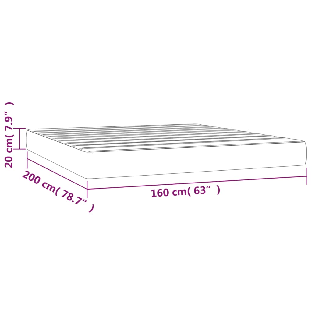 Matelas de lit à ressorts ensachés Gris clair 160x200x20 cm Matelas vidaXL