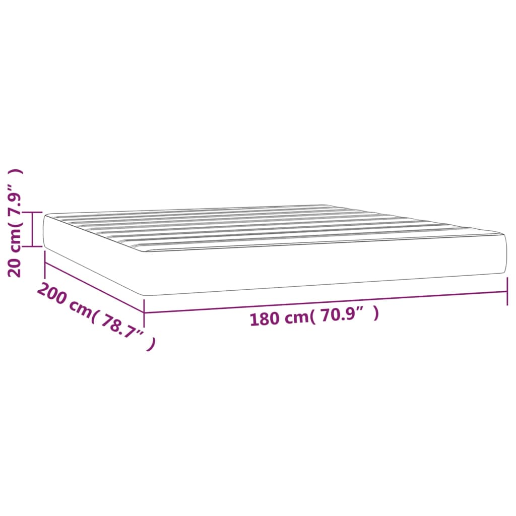 Matelas de lit à ressorts ensachés Gris clair 180x200x20 cm Matelas vidaXL