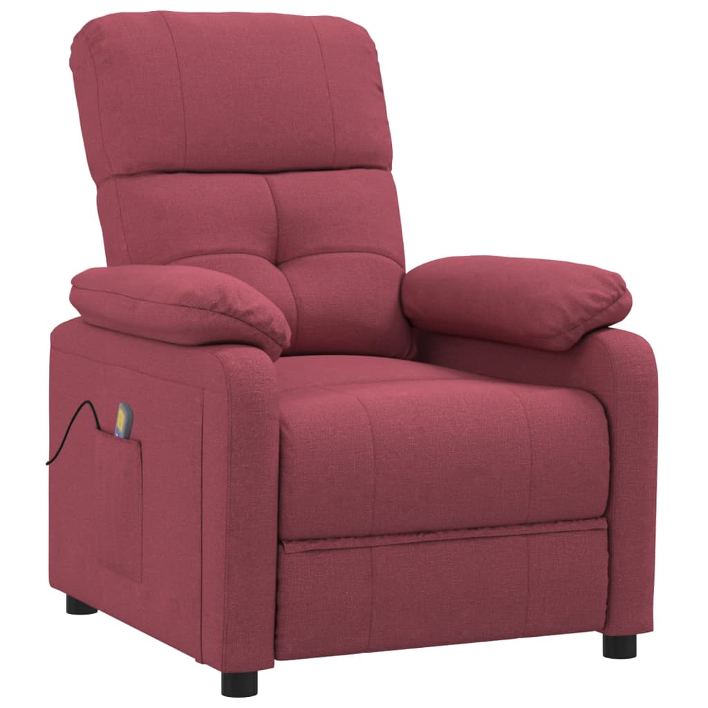 Fauteuil de massage Rouge bordeaux Tissu Fauteuils électriques vidaXL   