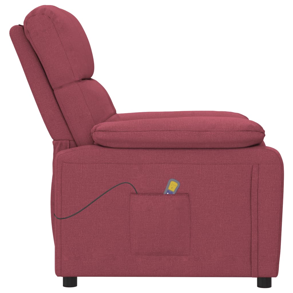 Fauteuil de massage Rouge bordeaux Tissu Fauteuils électriques vidaXL   