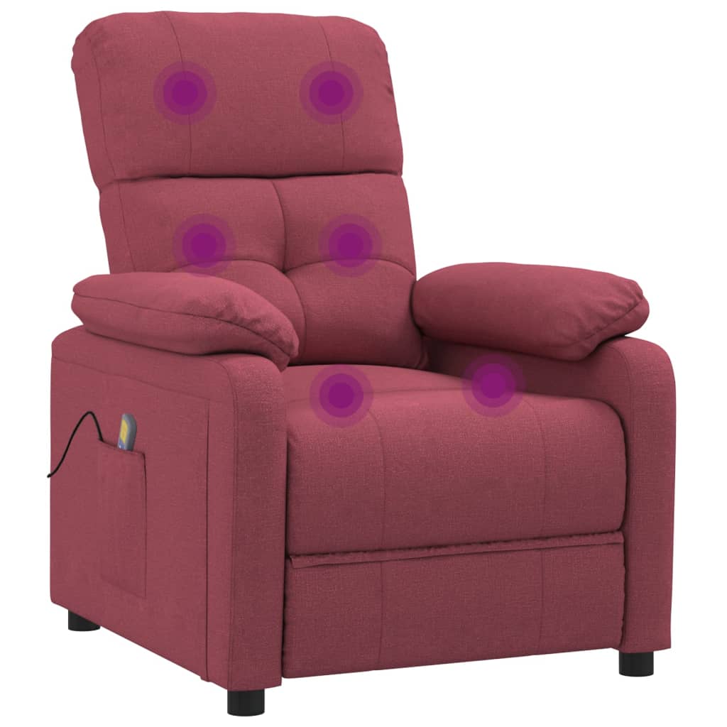 Fauteuil de massage Rouge bordeaux Tissu Fauteuils électriques vidaXL   