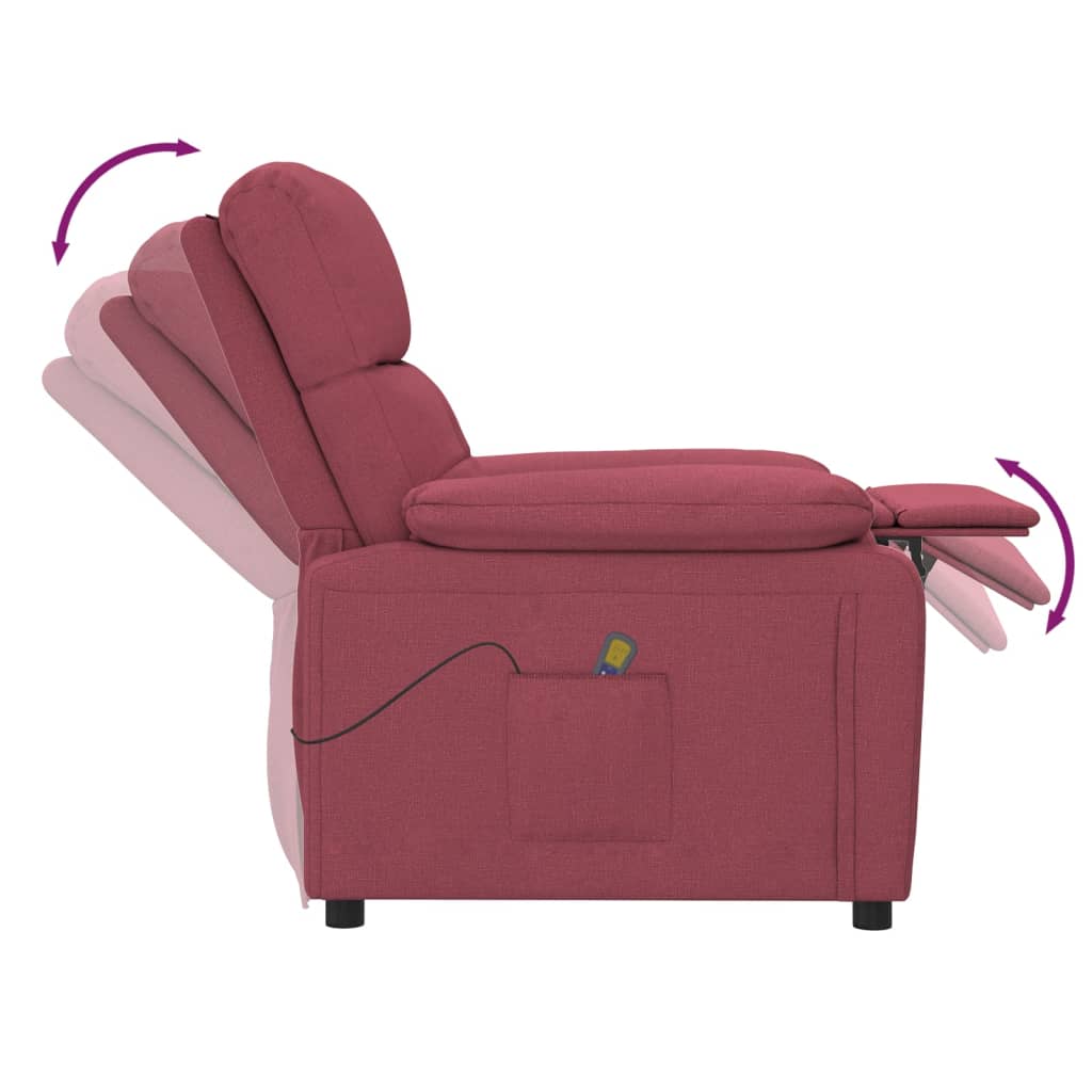 Fauteuil de massage Rouge bordeaux Tissu Fauteuils électriques vidaXL   