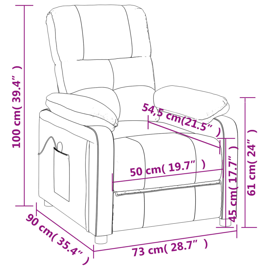 Fauteuil de massage Rouge bordeaux Tissu Fauteuils électriques vidaXL   