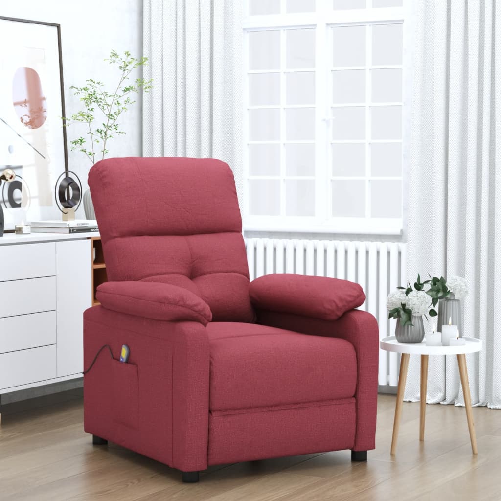 Fauteuil de massage Rouge bordeaux Tissu Fauteuils électriques vidaXL   