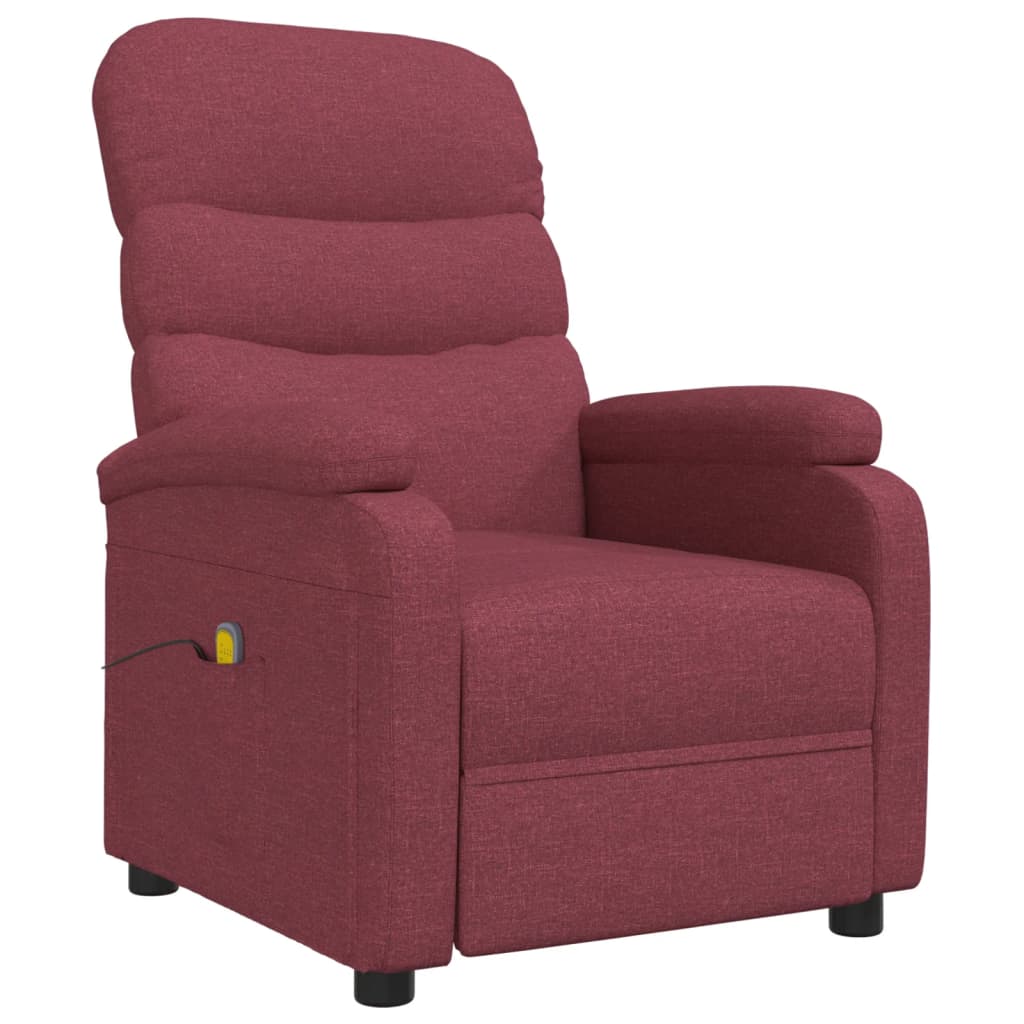 Fauteuil de massage Rouge bordeaux Tissu Fauteuils électriques vidaXL   