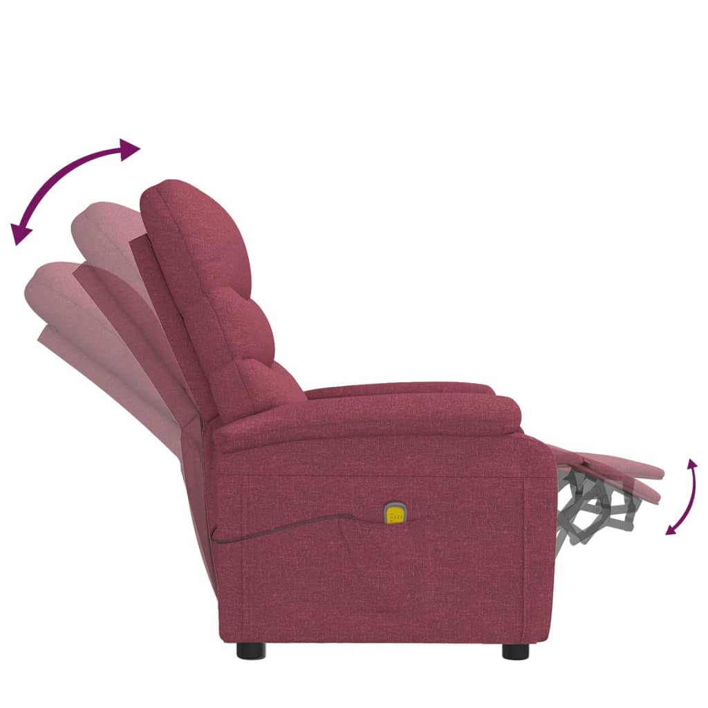 Fauteuil de massage Rouge bordeaux Tissu Fauteuils électriques vidaXL   