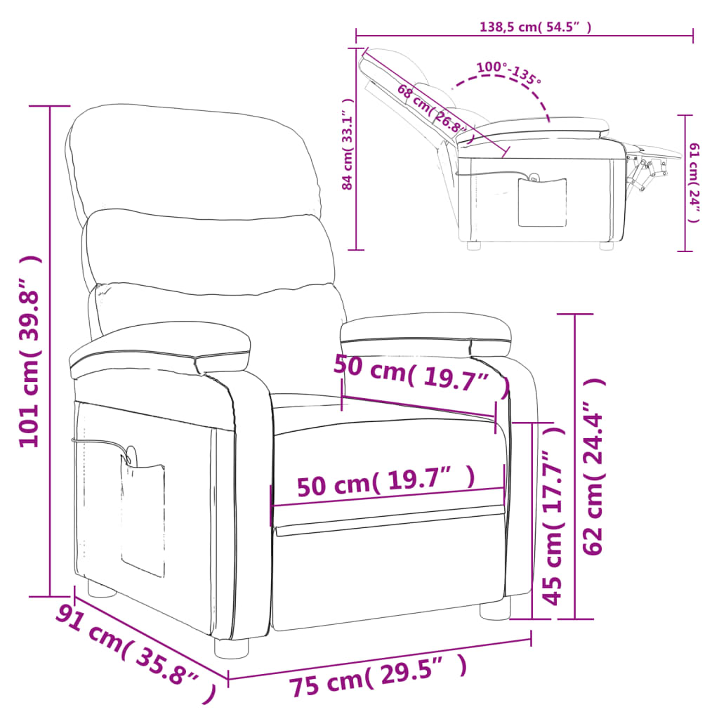 Fauteuil de massage Rouge bordeaux Tissu Fauteuils électriques vidaXL   