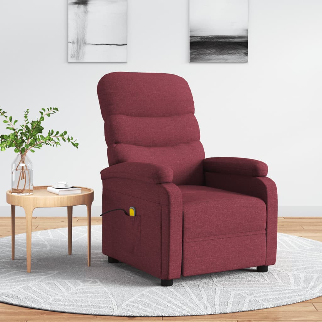 Fauteuil de massage Rouge bordeaux Tissu Fauteuils électriques vidaXL   