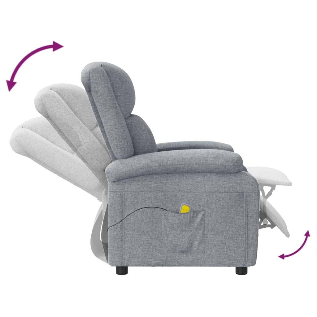 Fauteuil de massage Gris clair Tissu Fauteuils électriques vidaXL   