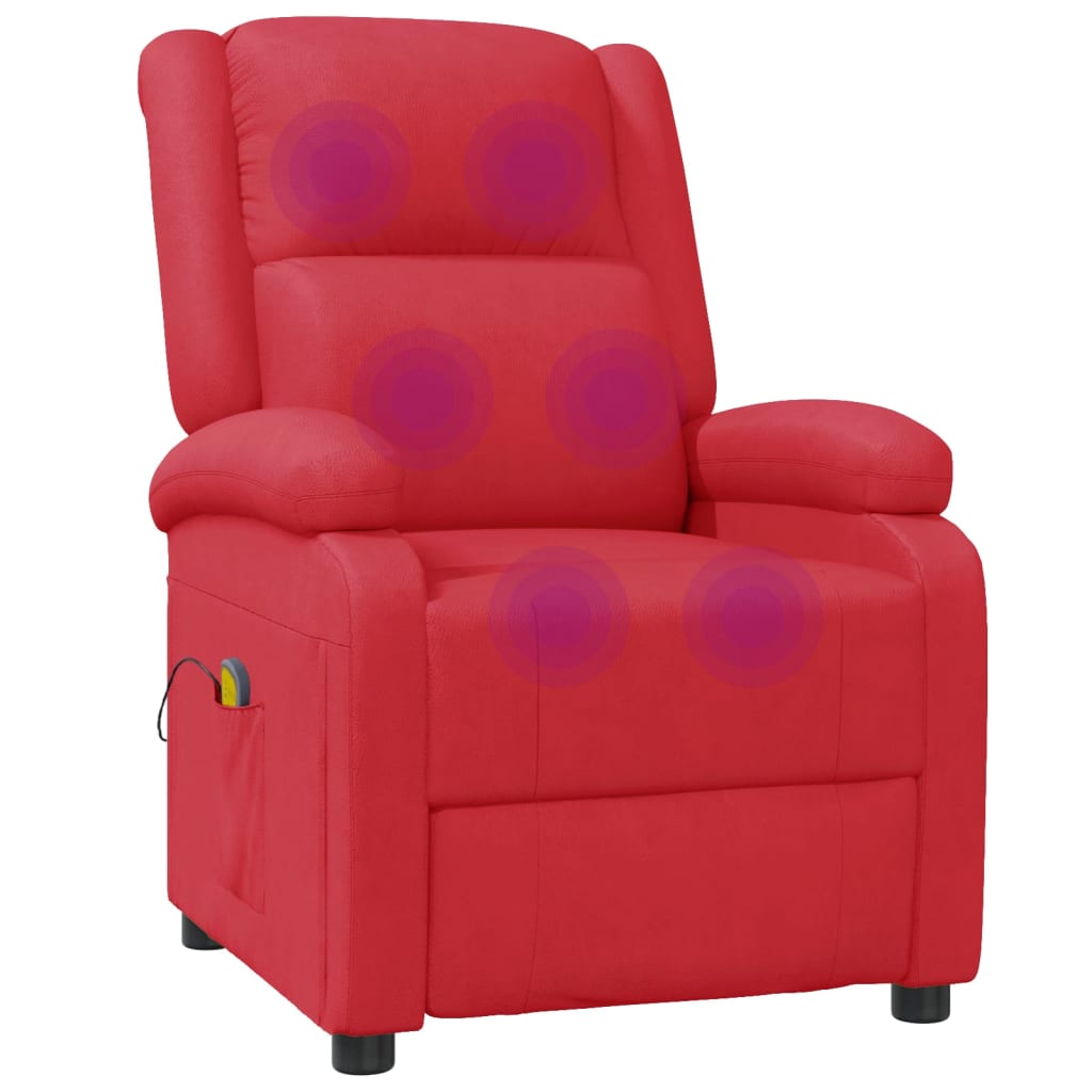 Fauteuil de massage Rouge Similicuir Fauteuils électriques vidaXL