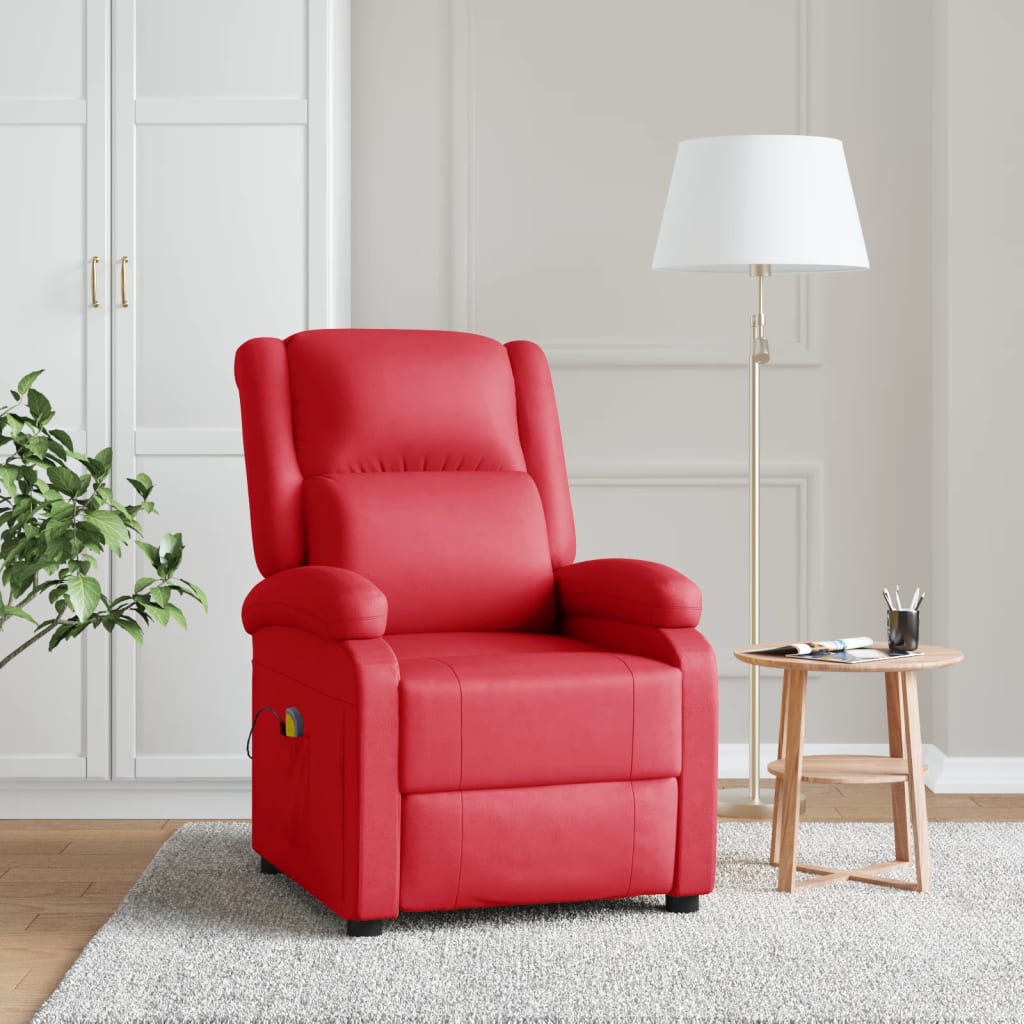 Fauteuil de massage Rouge Similicuir Fauteuils électriques vidaXL