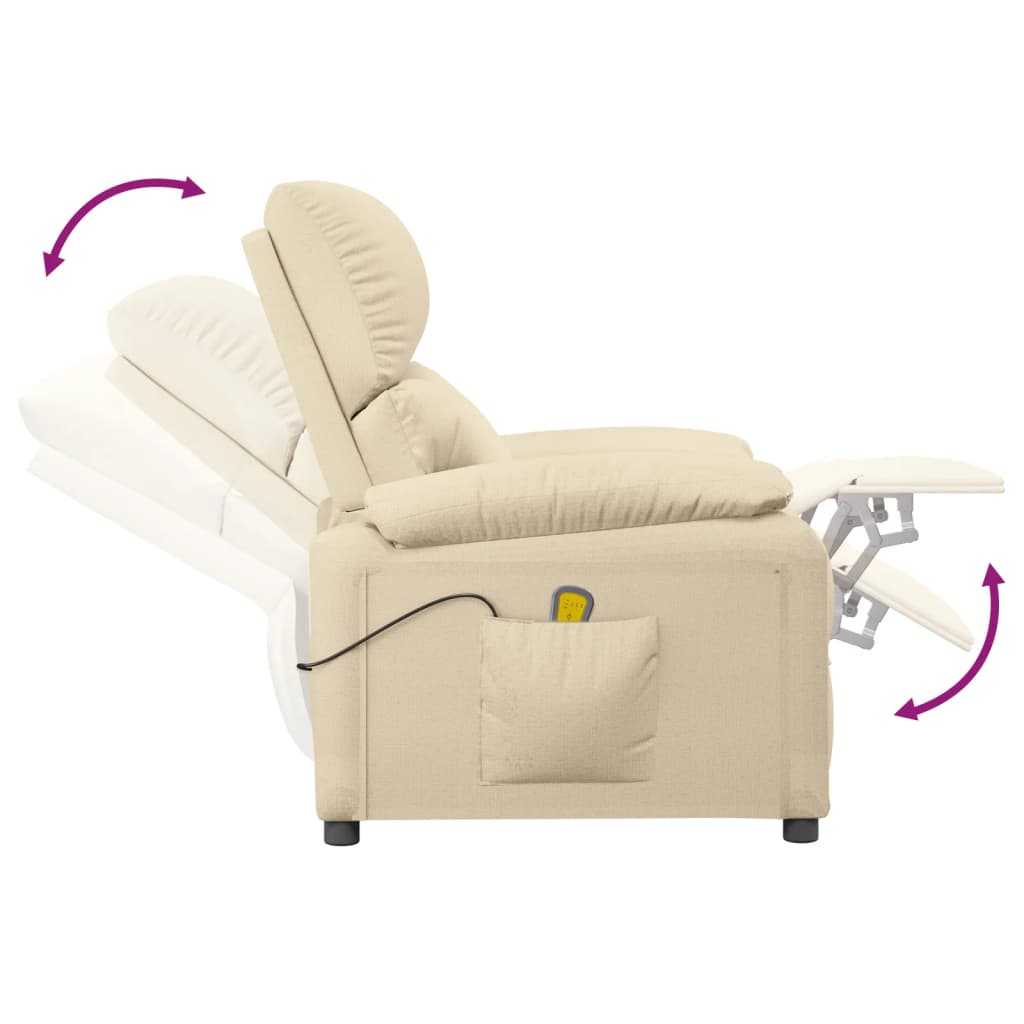 Fauteuil de massage Crème Tissu Fauteuils électriques vidaXL   