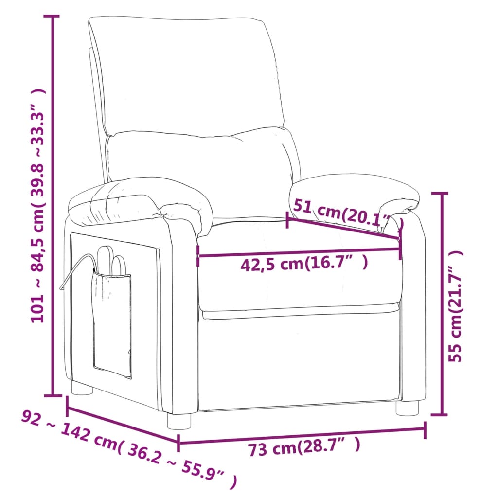 Fauteuil de massage Crème Tissu Fauteuils électriques vidaXL   