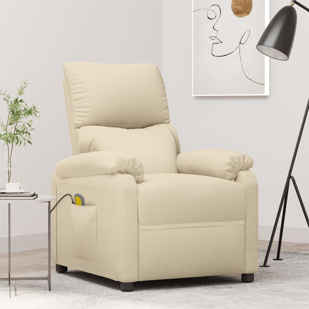 Fauteuil de massage Crème Tissu Fauteuils électriques vidaXL   